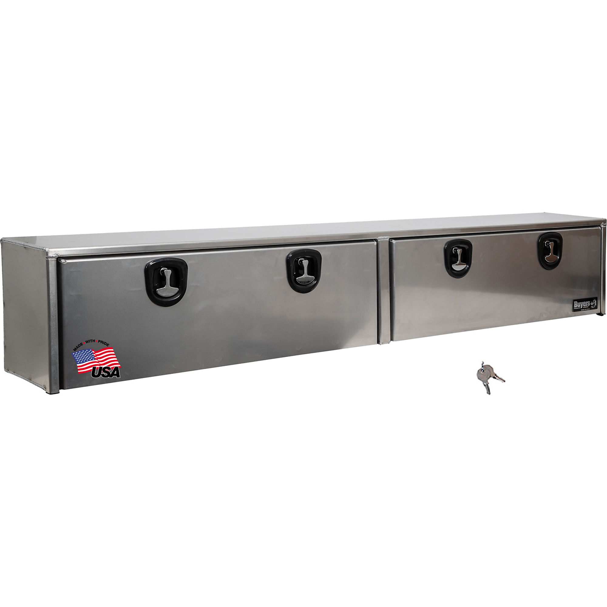 Buyers Products, 96x16x18 Contractor Topsider Truck Bed Tool Job Storage Box, Width 96 in, Material Aluminum, Color Finish Smooth Silver, Model# 1751668